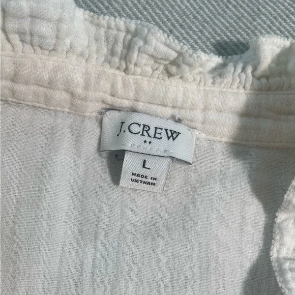 J. Crew Factory Cream Ruffle Sleeve Gauzy Blouse (Large / L) - Picture 4 of 6
